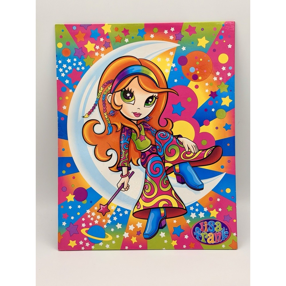 VINTAGE 2003 LISA FRANK "STAR" GIRL MOON POCKET FOLDER-UNPUNCHED!